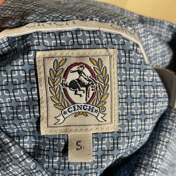 Men's Cinch Blue Geometric Design Button Up Dress Long Sleeve Size Small - Picture 5 of 7